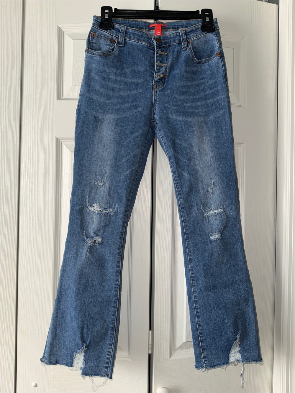 Chelsea & Violet Distressed Light Blue Flare Jeans